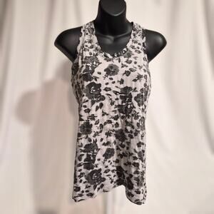 Athleta Momentum Tank Top Size S Floral Camo Gray Black Performance Racerback